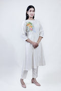 Full Sleeves floral hand-painted kurta