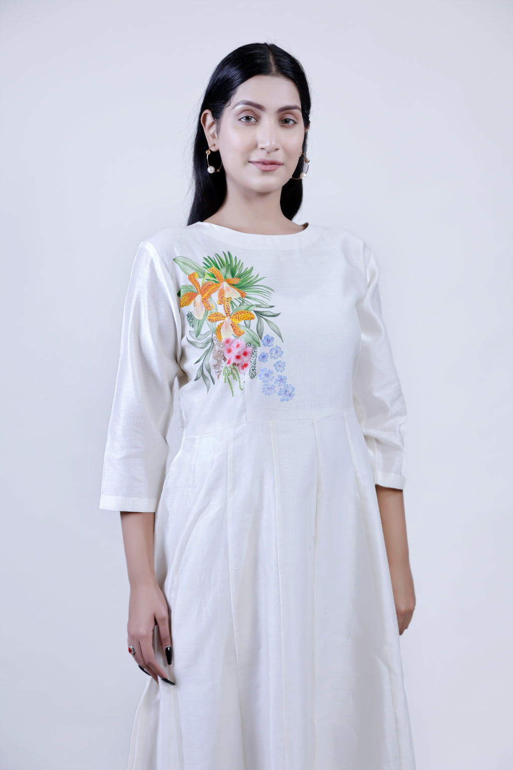 Full Sleeves floral hand-painted kurta