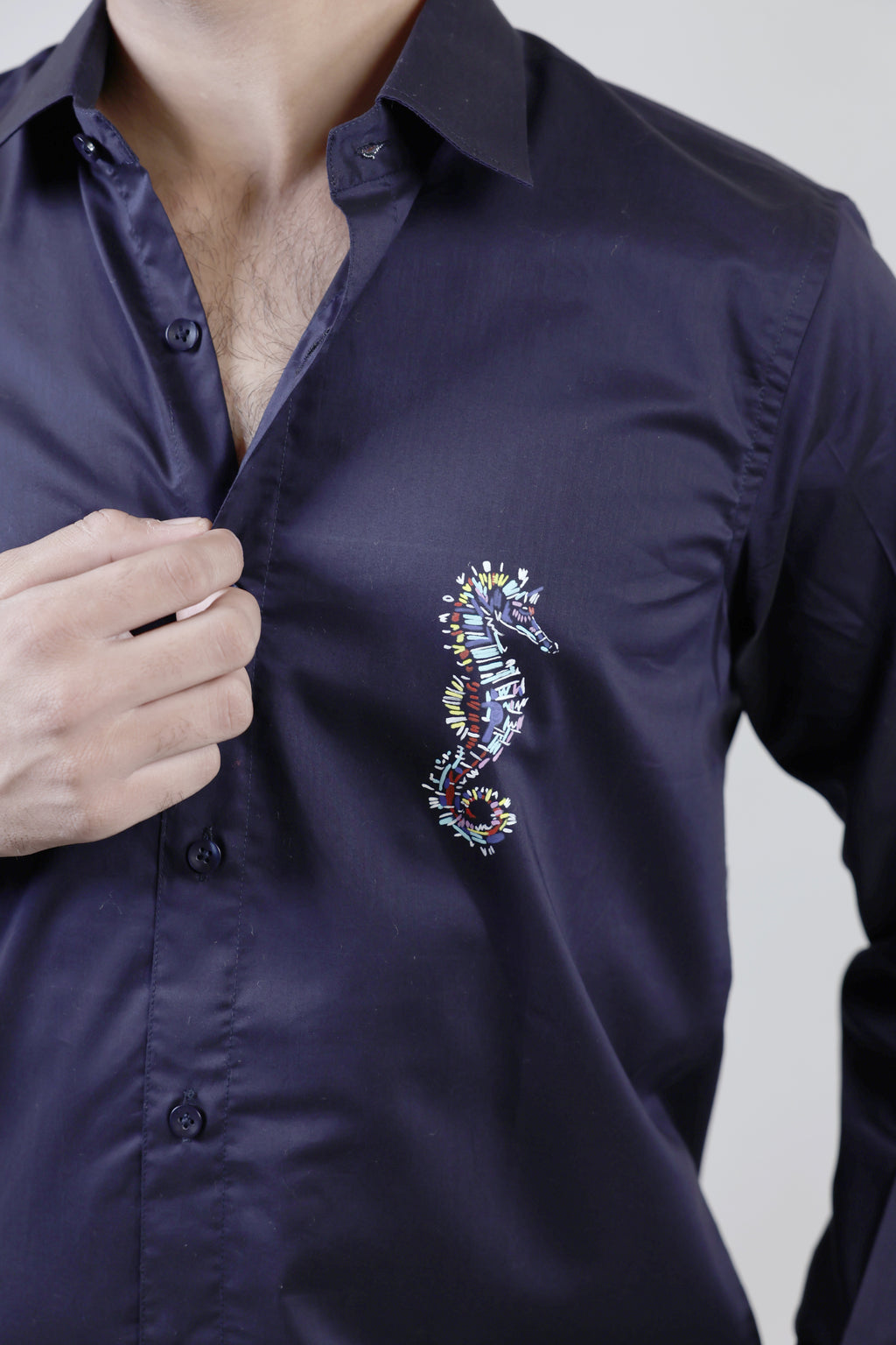 Long Sleeves hand painted Sea Horse shirt