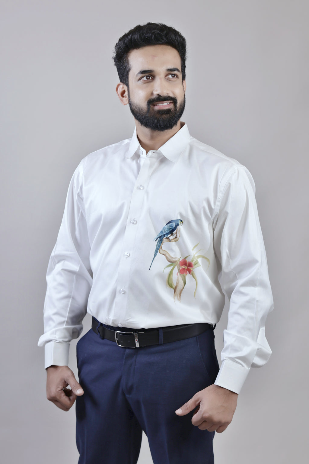 Full Sleeves Hand-painted flora and fauna shirt