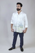 Long Sleeves hand painted scenic linen shirt