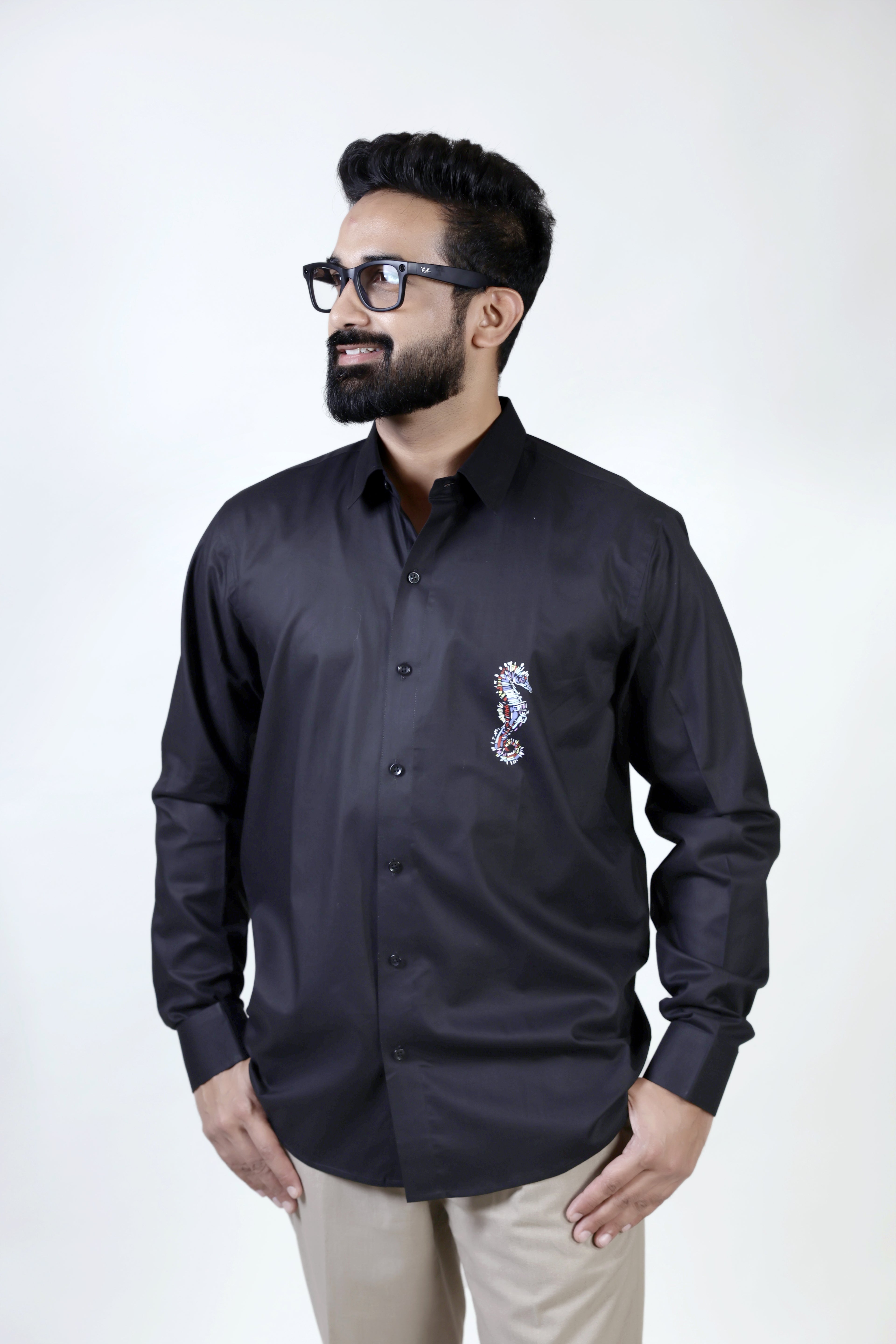 Long Sleeves hand painted Sea Horse shirt