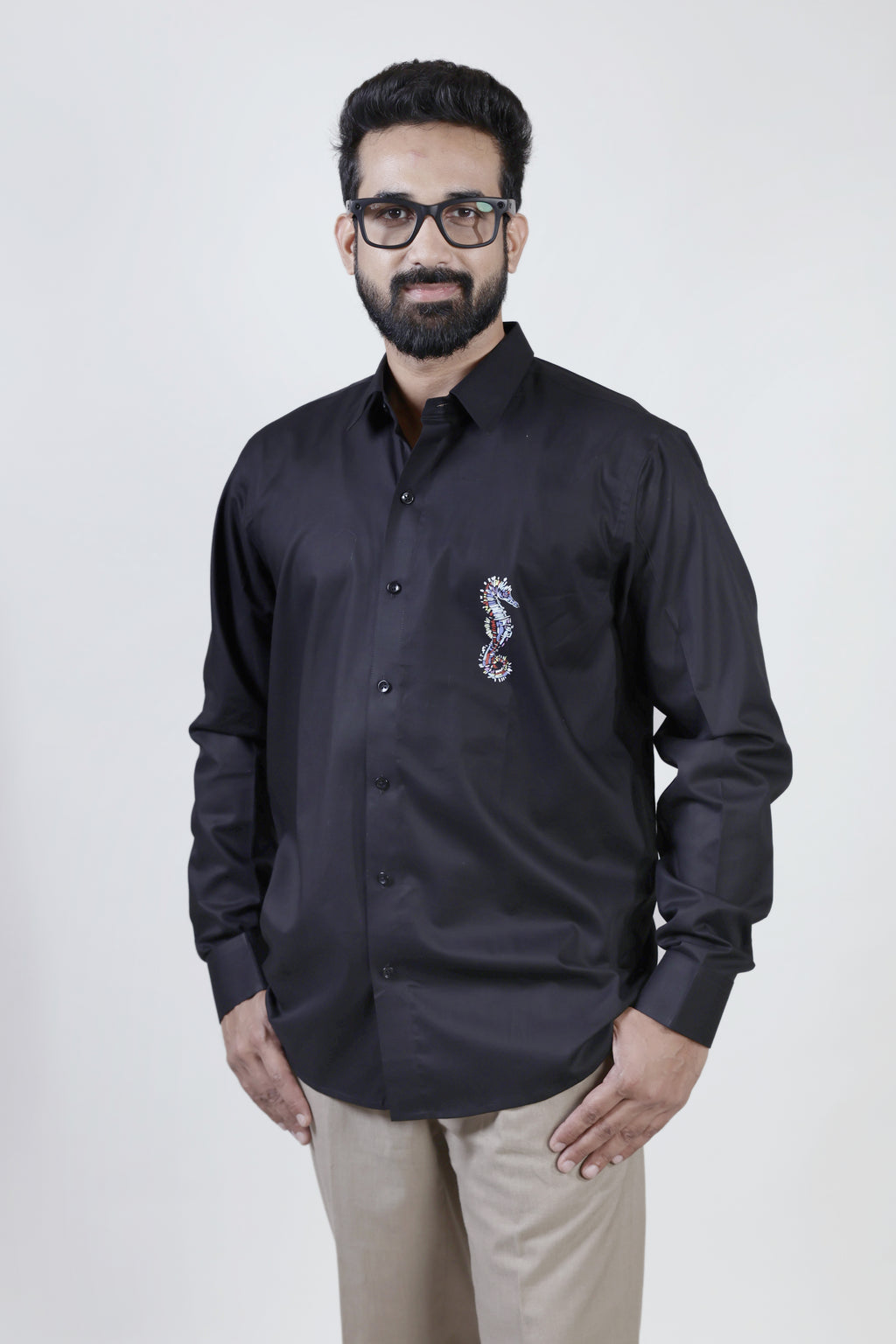 Long Sleeves hand painted Sea Horse shirt
