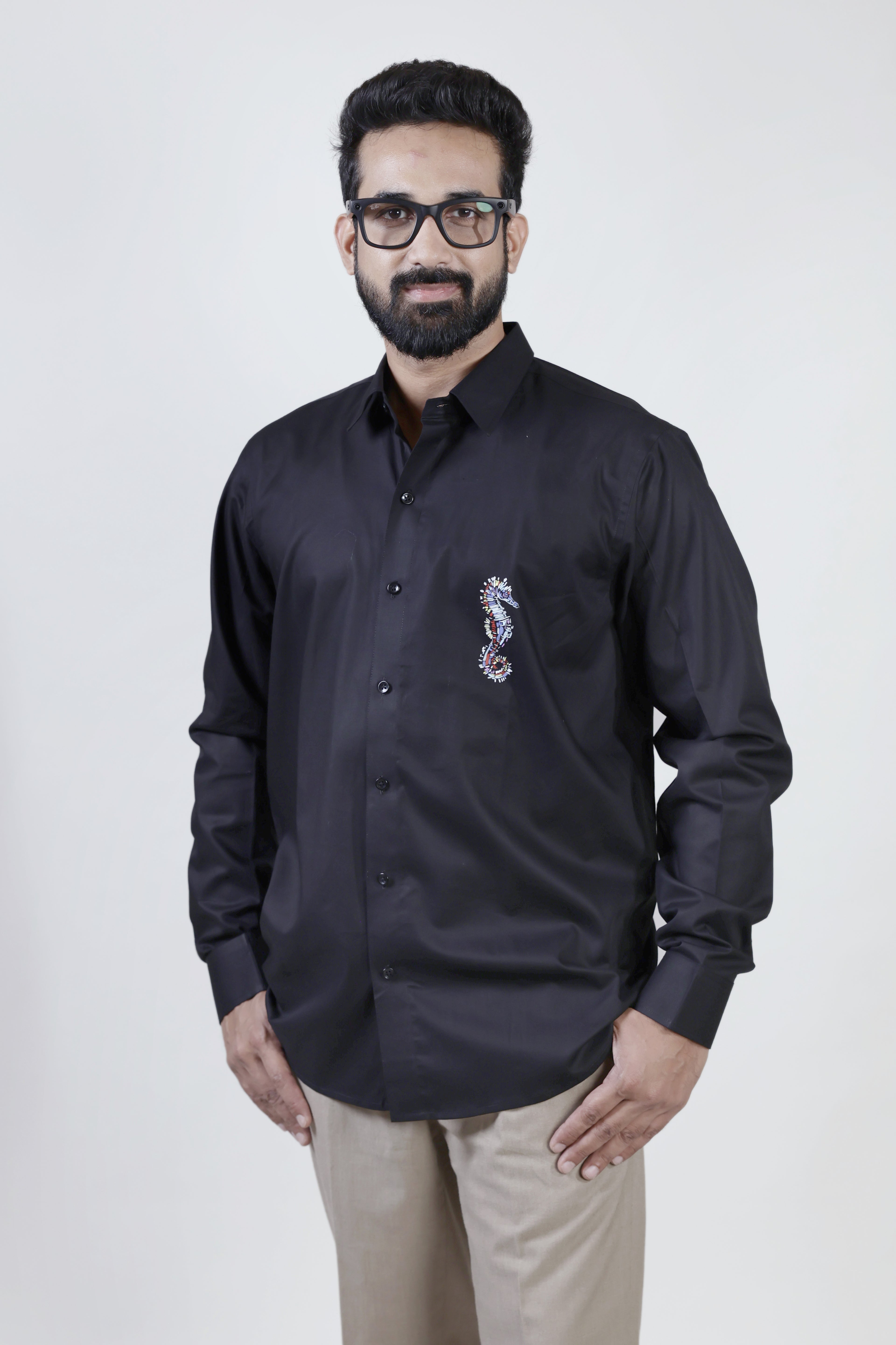 Long Sleeves hand painted Sea Horse shirt