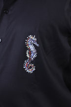 Long Sleeves hand painted Sea Horse shirt