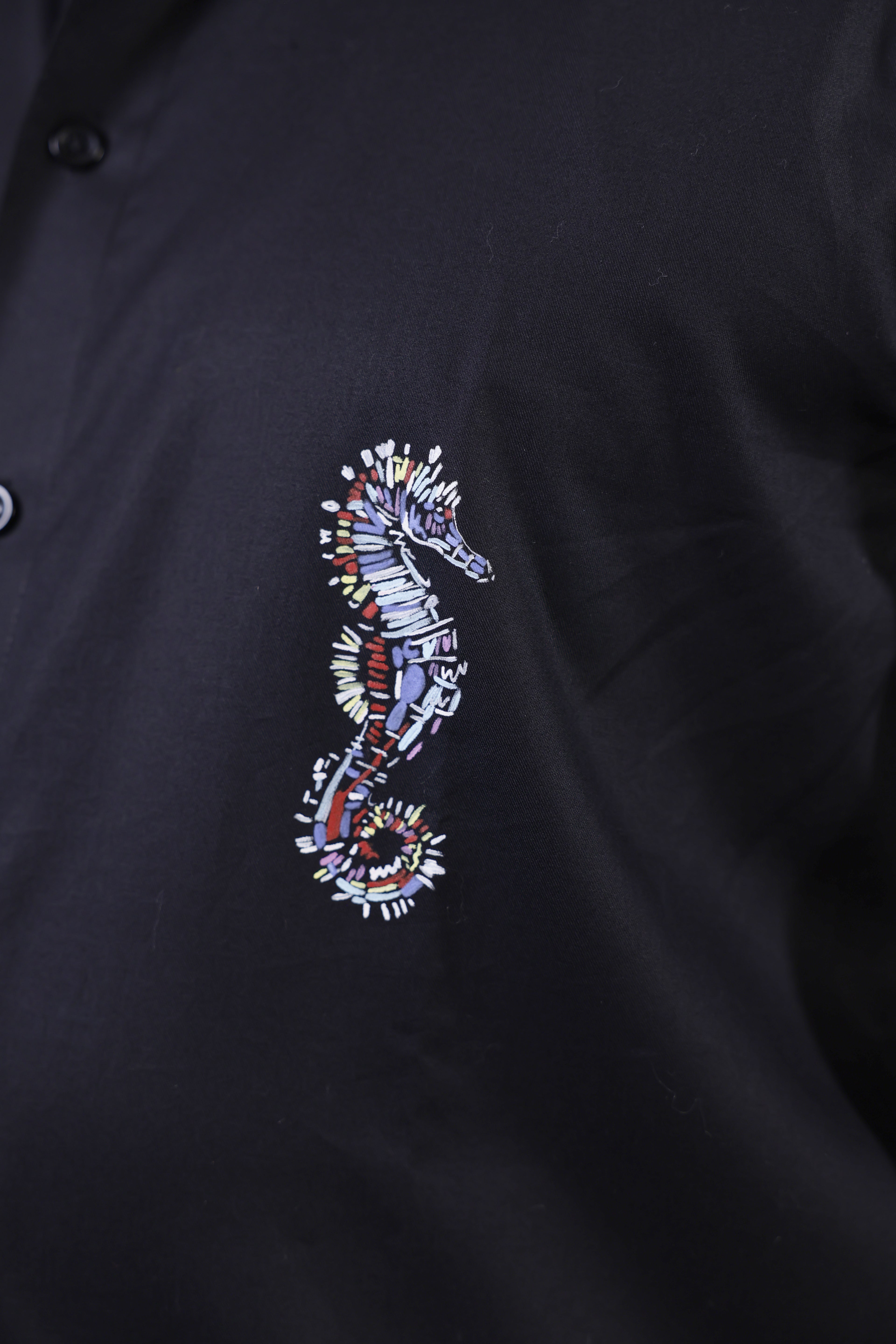 Long Sleeves hand painted Sea Horse shirt