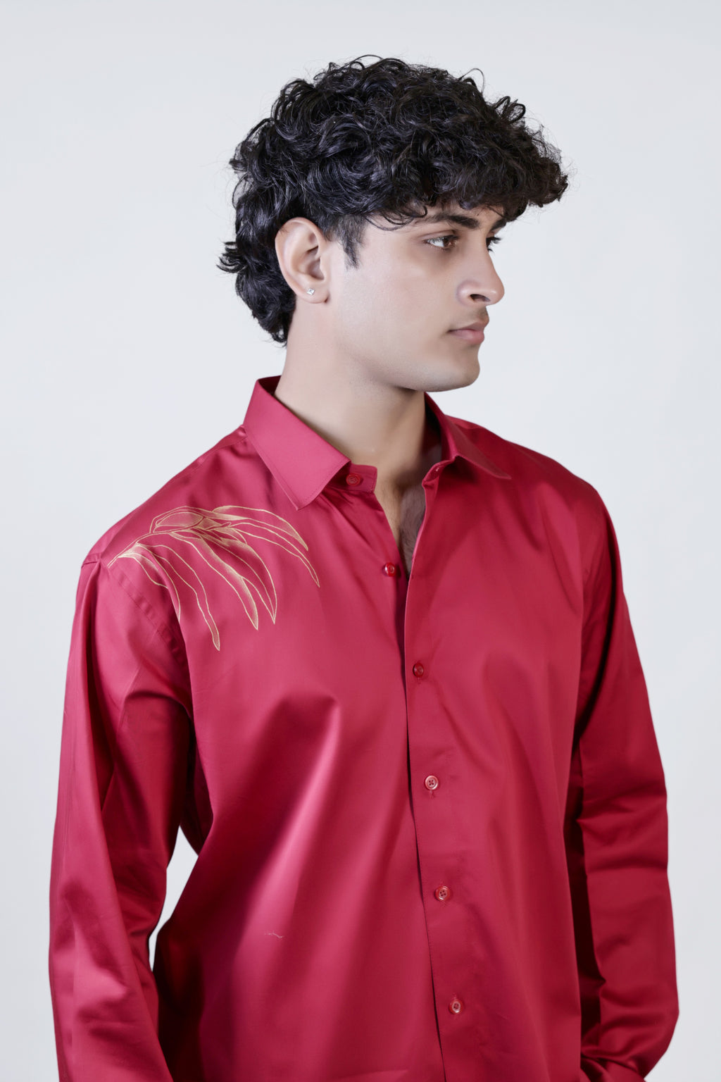 Full sleeve hand painted red shirt