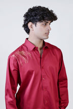 Full sleeve hand painted red shirt