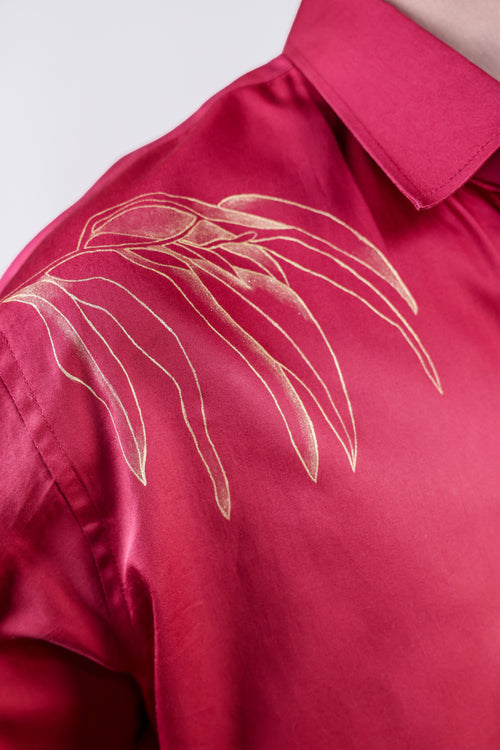 Azure Bloom Hand-Painted Shirt
