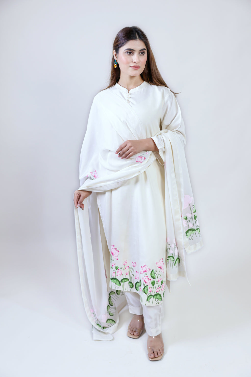 Full Sleeves hand-painted floral kurta
