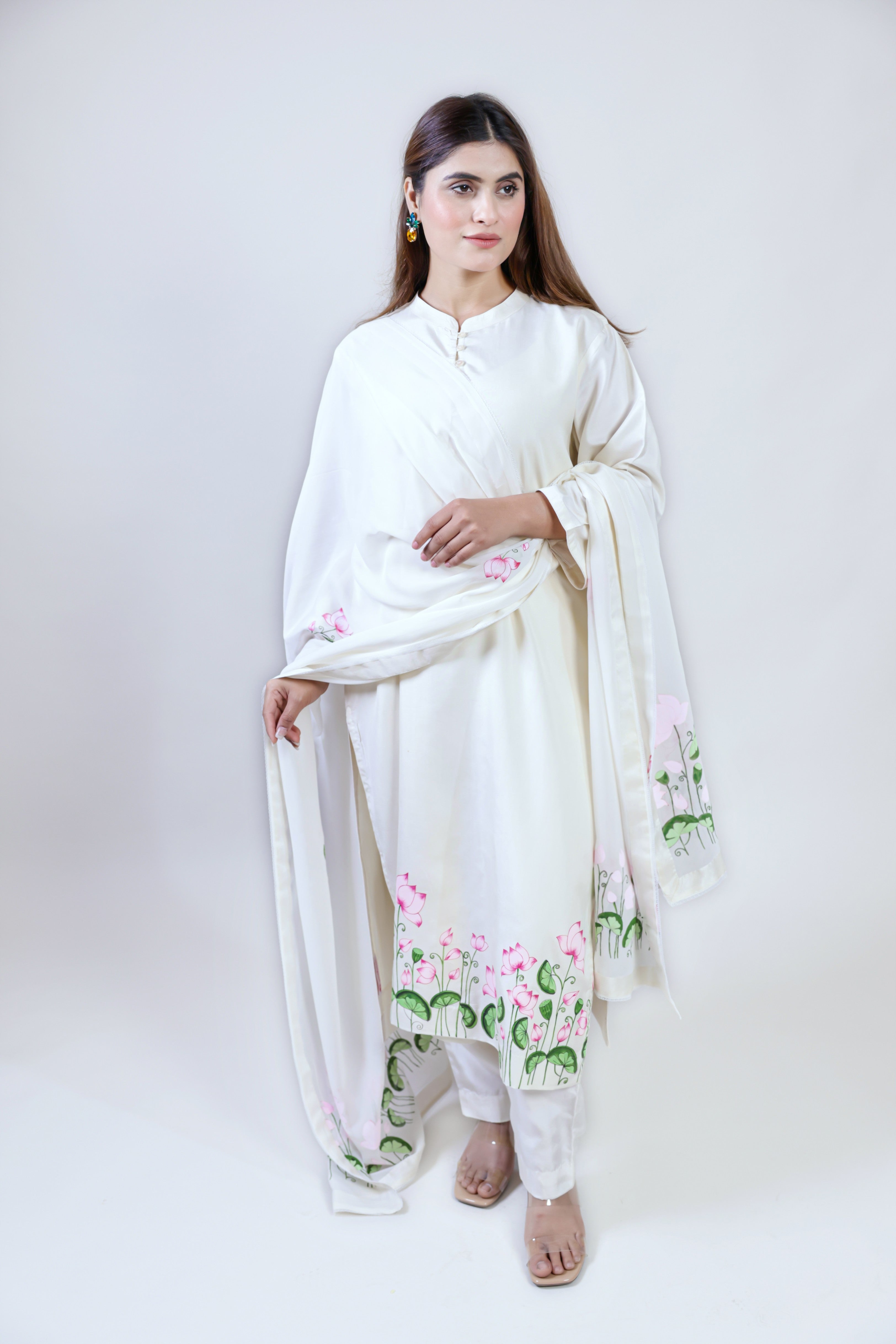 Full Sleeves hand-painted floral kurta