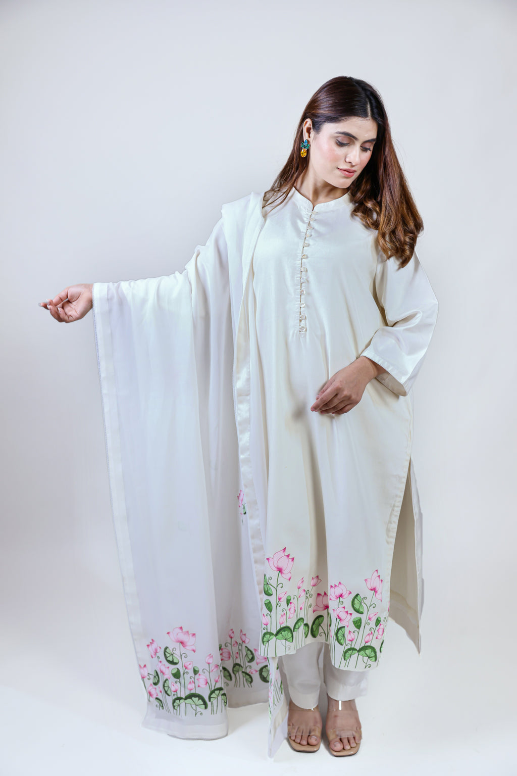 Full Sleeves hand-painted floral kurta