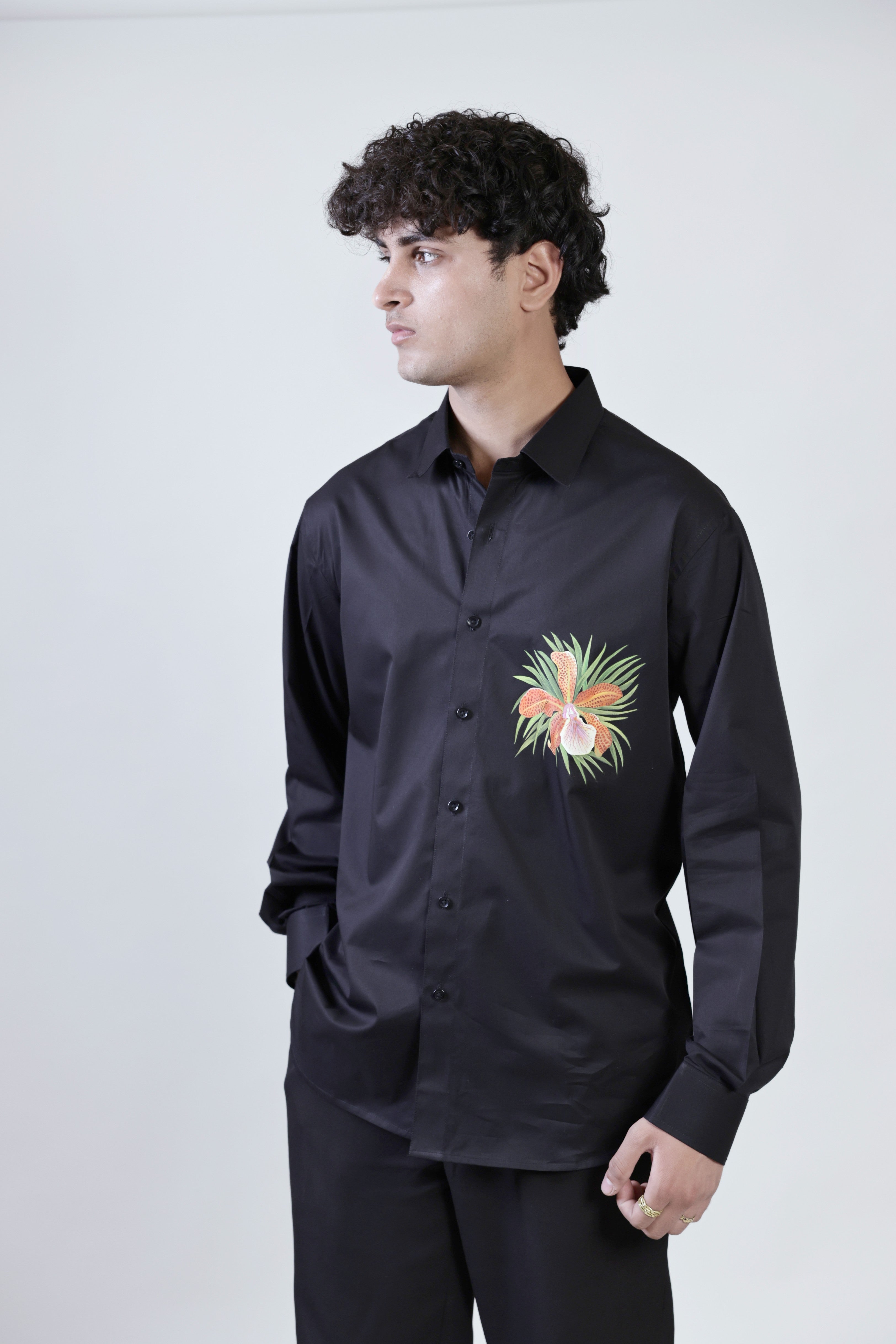 Full Sleeves Hand Painted Black Shirt