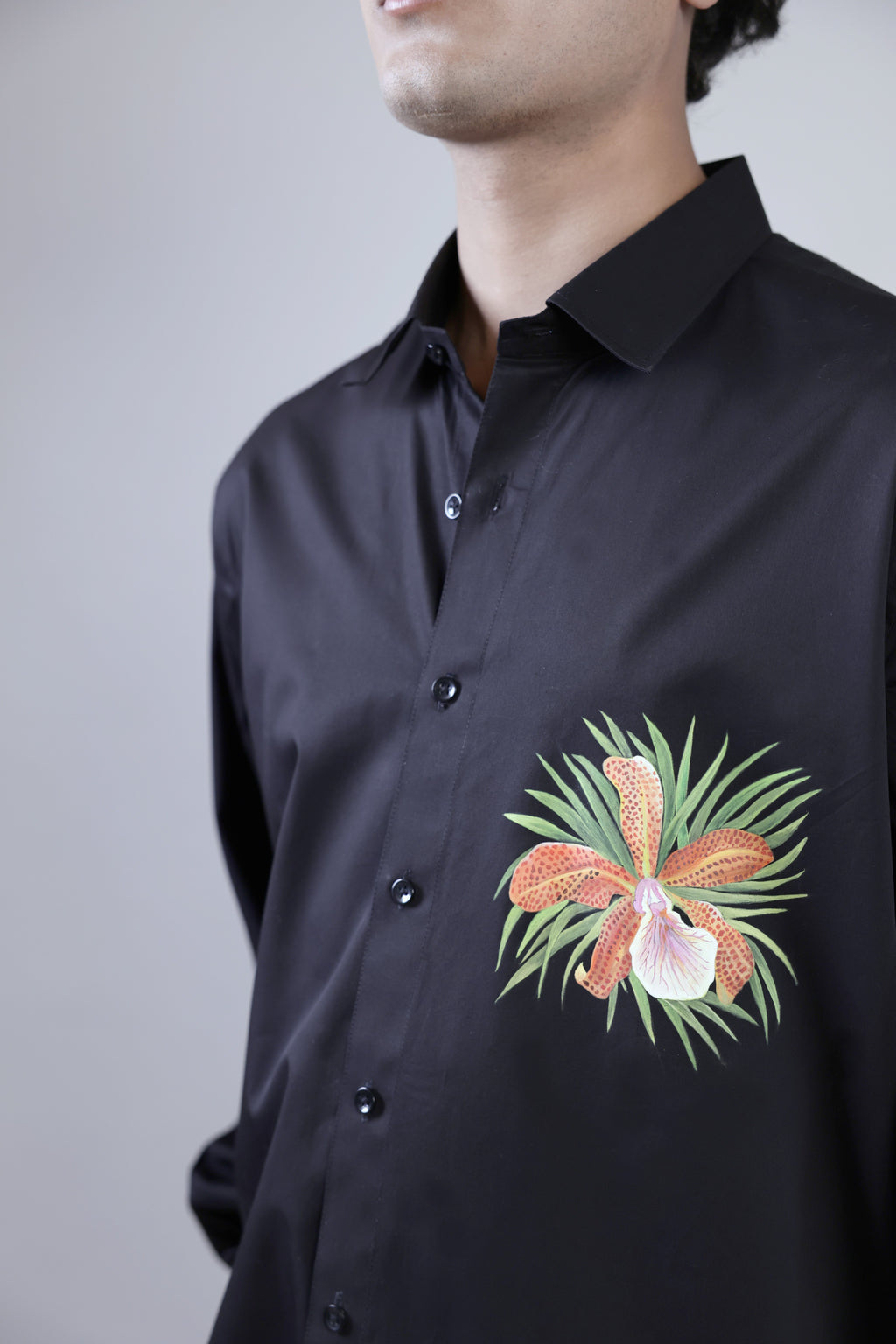 Full Sleeves Hand Painted Black Shirt
