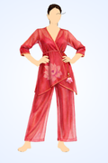 Pure Modal, Floral Hand-Painted, Red Cord-Set