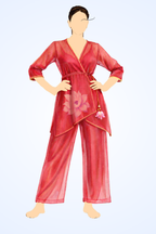 Pure Modal, Floral Hand-Painted, Red Cord-Set