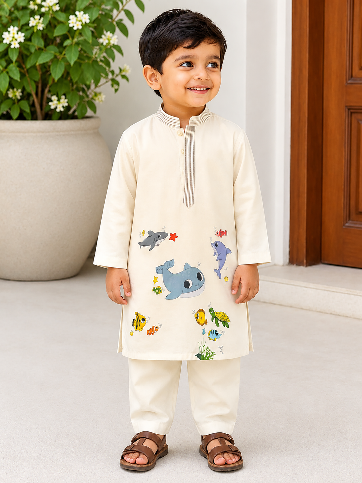 Under the sea l pure cotton satin kurta set