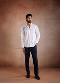 Azure Bloom Hand-Painted Shirt