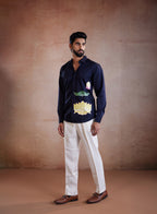 Lotus Noir Hand-Painted Shirt (A)