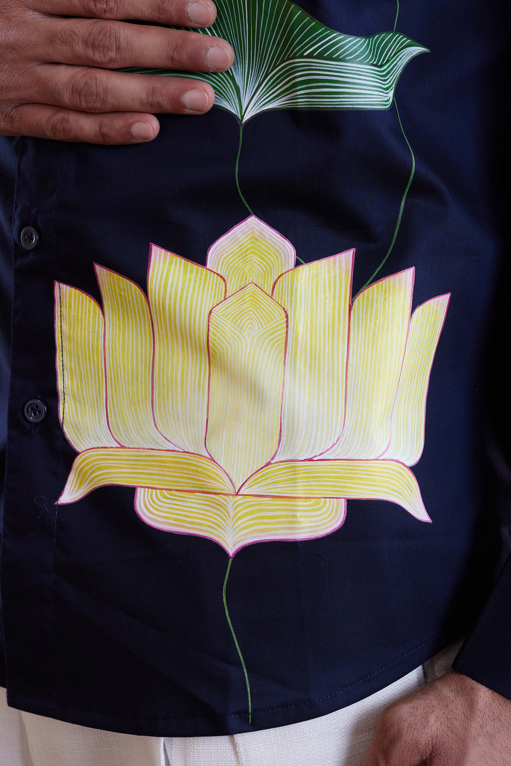 Lotus Noir Hand-Painted Shirt (A)