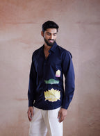 Lotus Noir Hand-Painted Shirt (A)