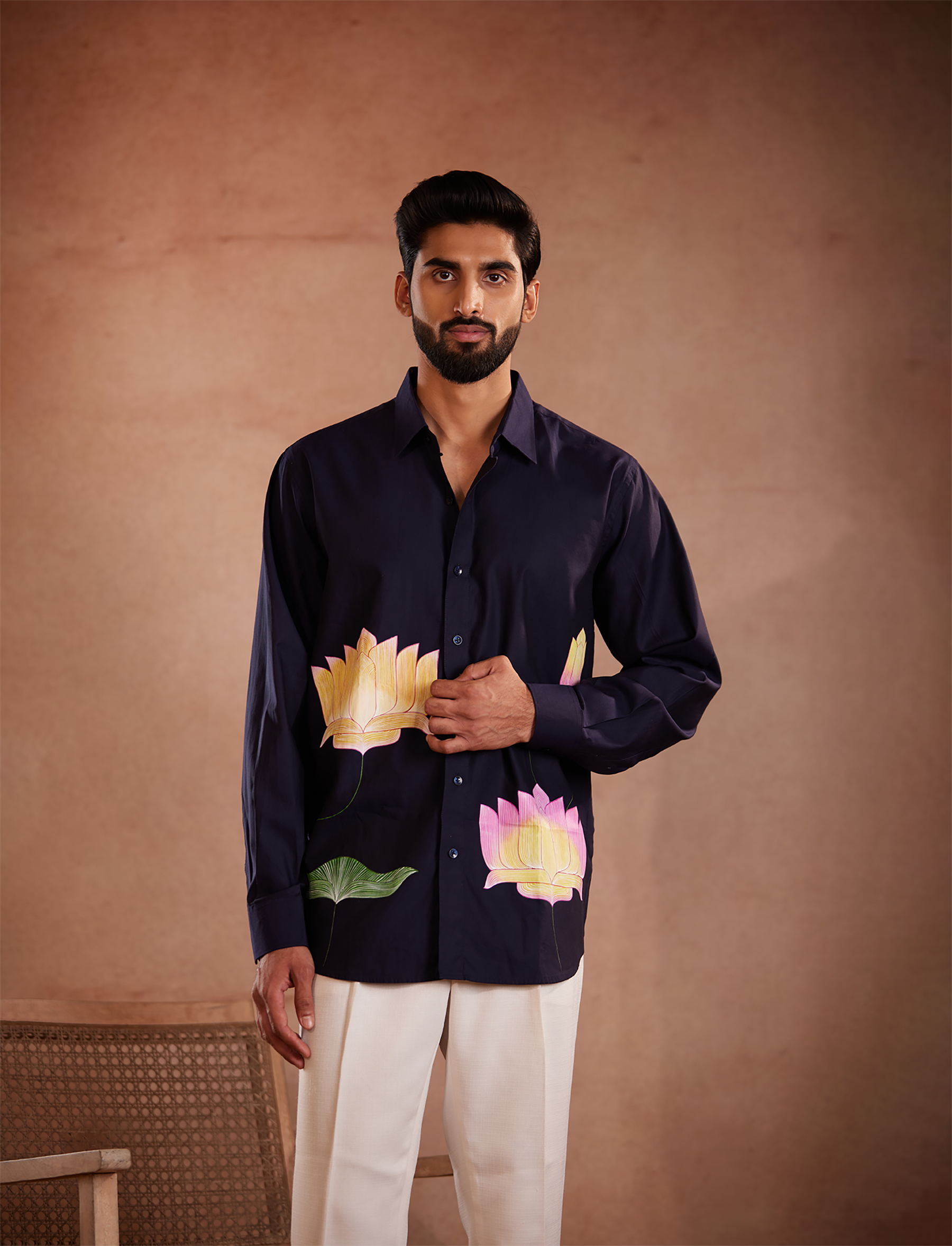 Lotus Noir Hand-Painted Shirt (B)