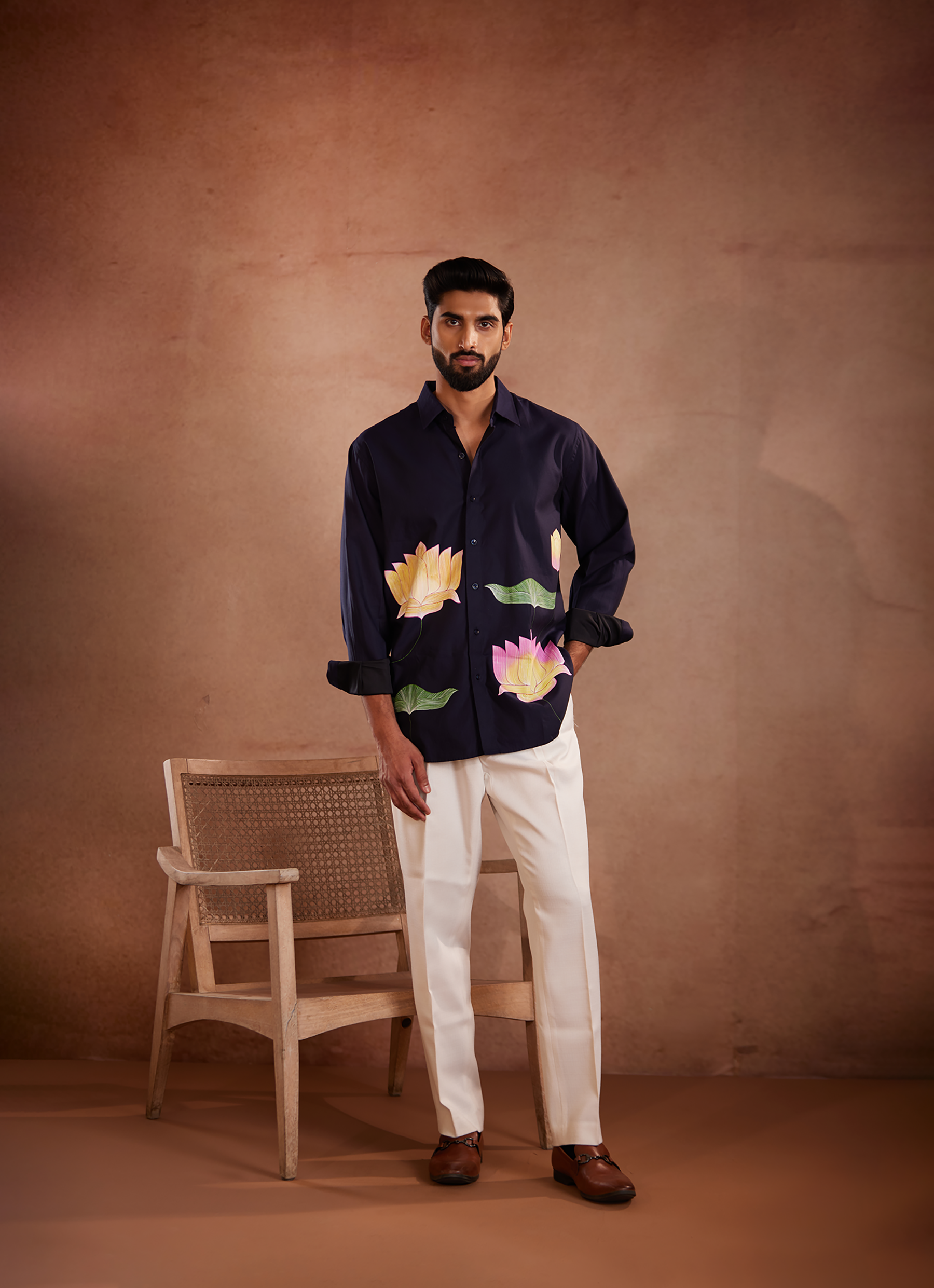Lotus Noir Hand-Painted Shirt (B)