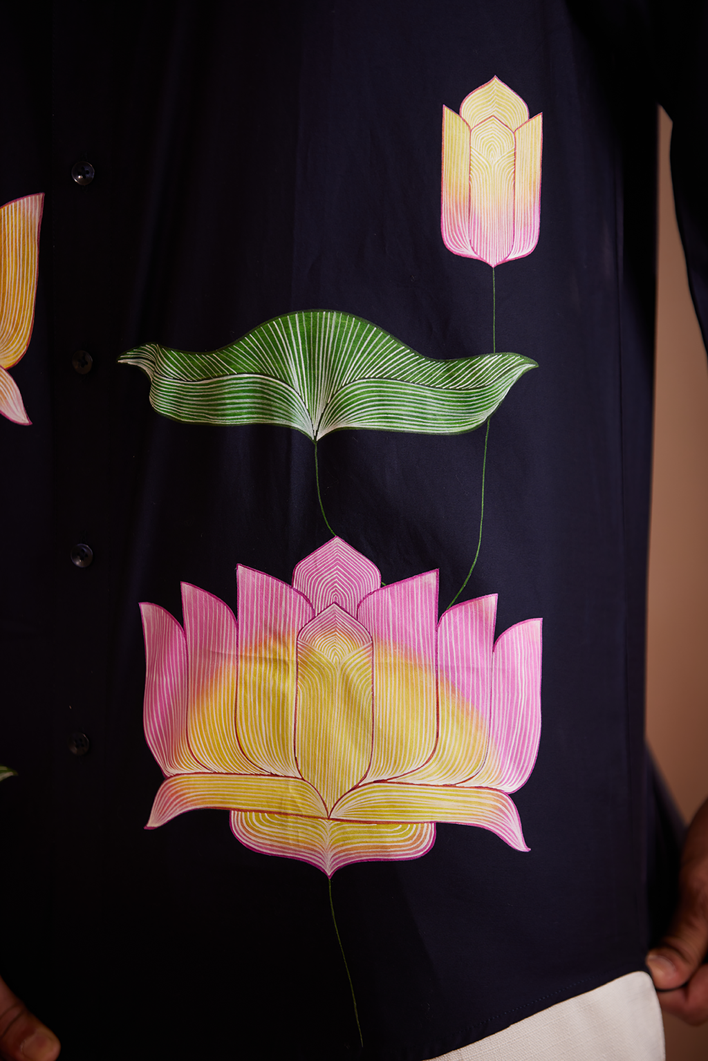 Lotus Noir Hand-Painted Shirt (B)