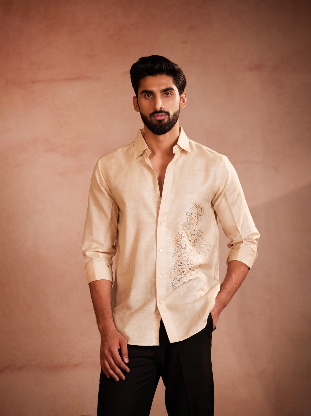 Golden Bloom Hand-Painted Shirt
