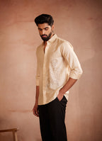 Golden Bloom Hand-Painted Shirt