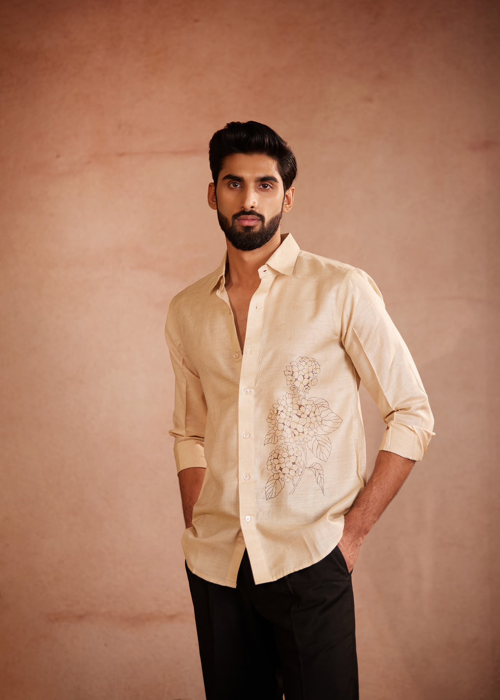 Golden Bloom Hand-Painted Shirt