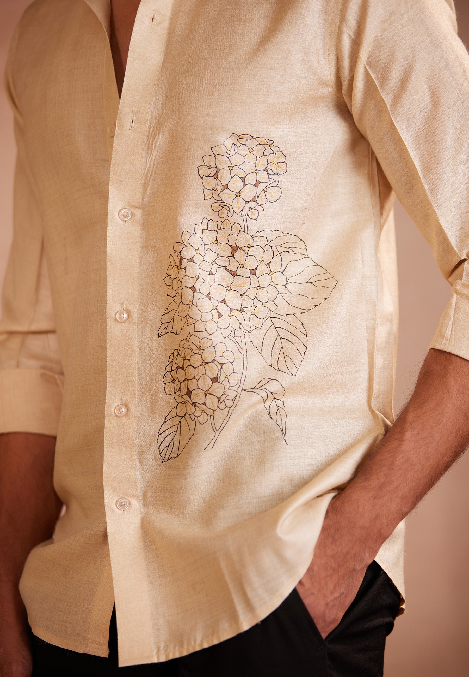 Golden Bloom Hand-Painted Shirt