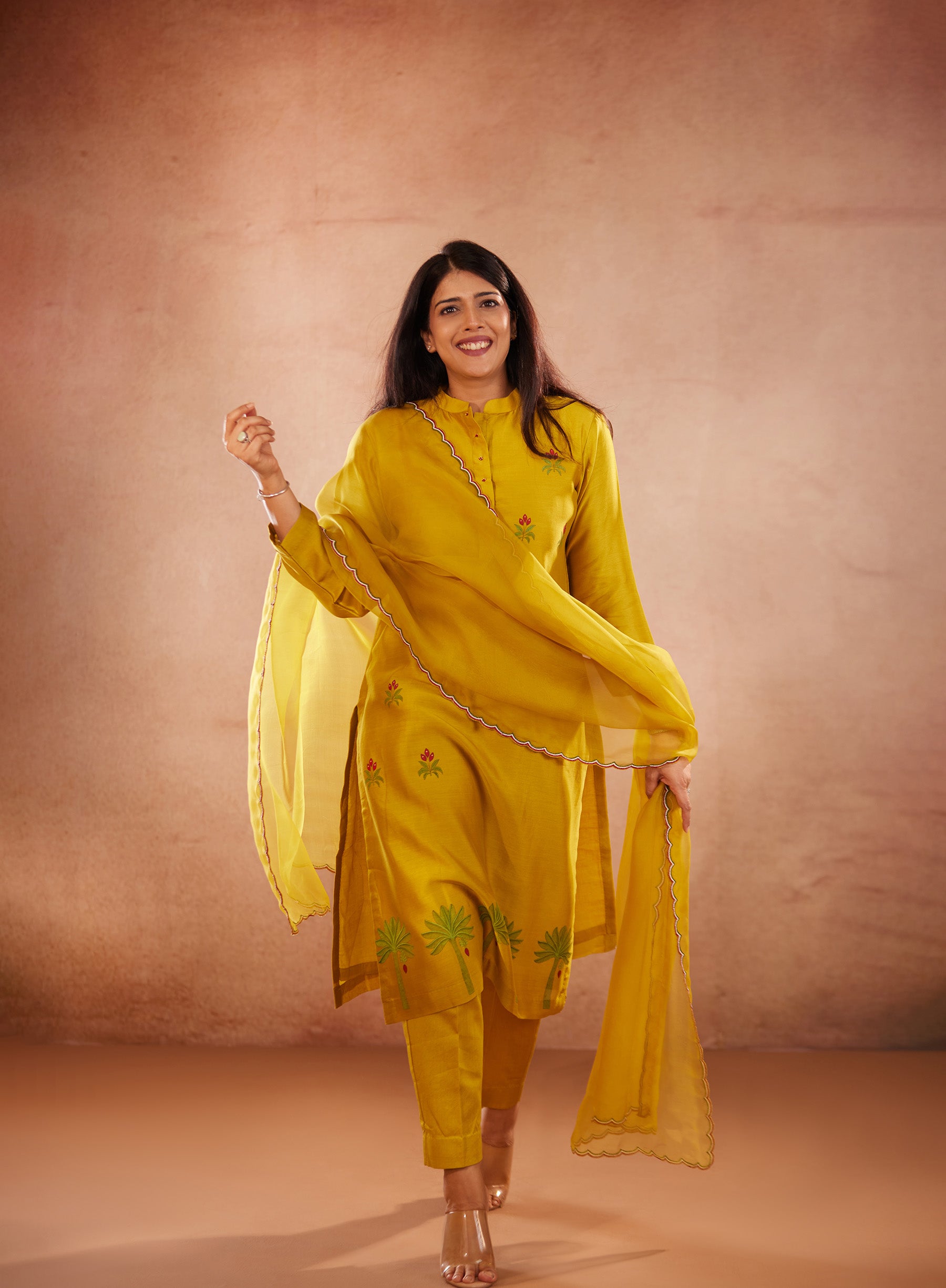 Long Sleeves hand-painted kurta