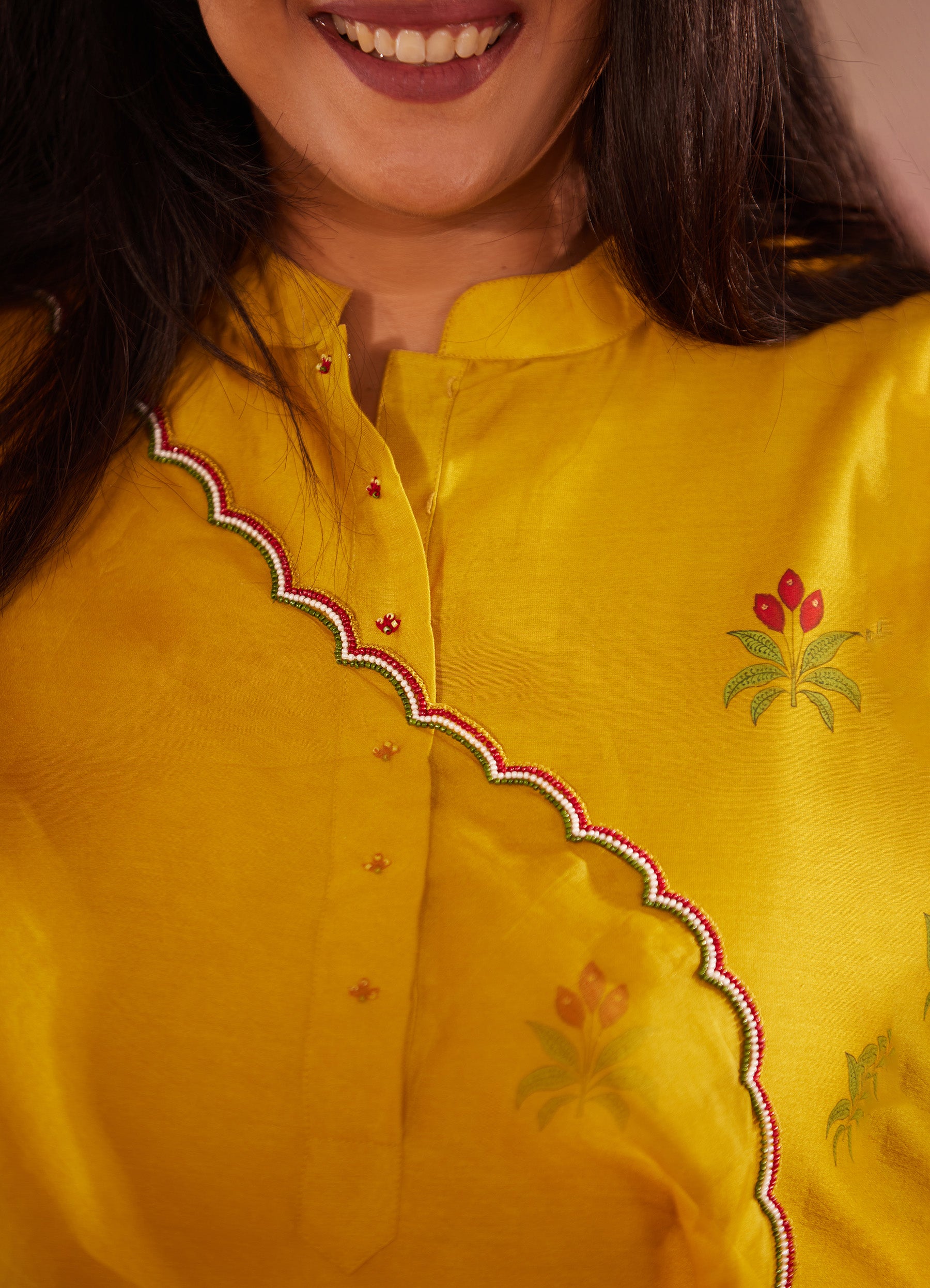 Long Sleeves hand-painted kurta