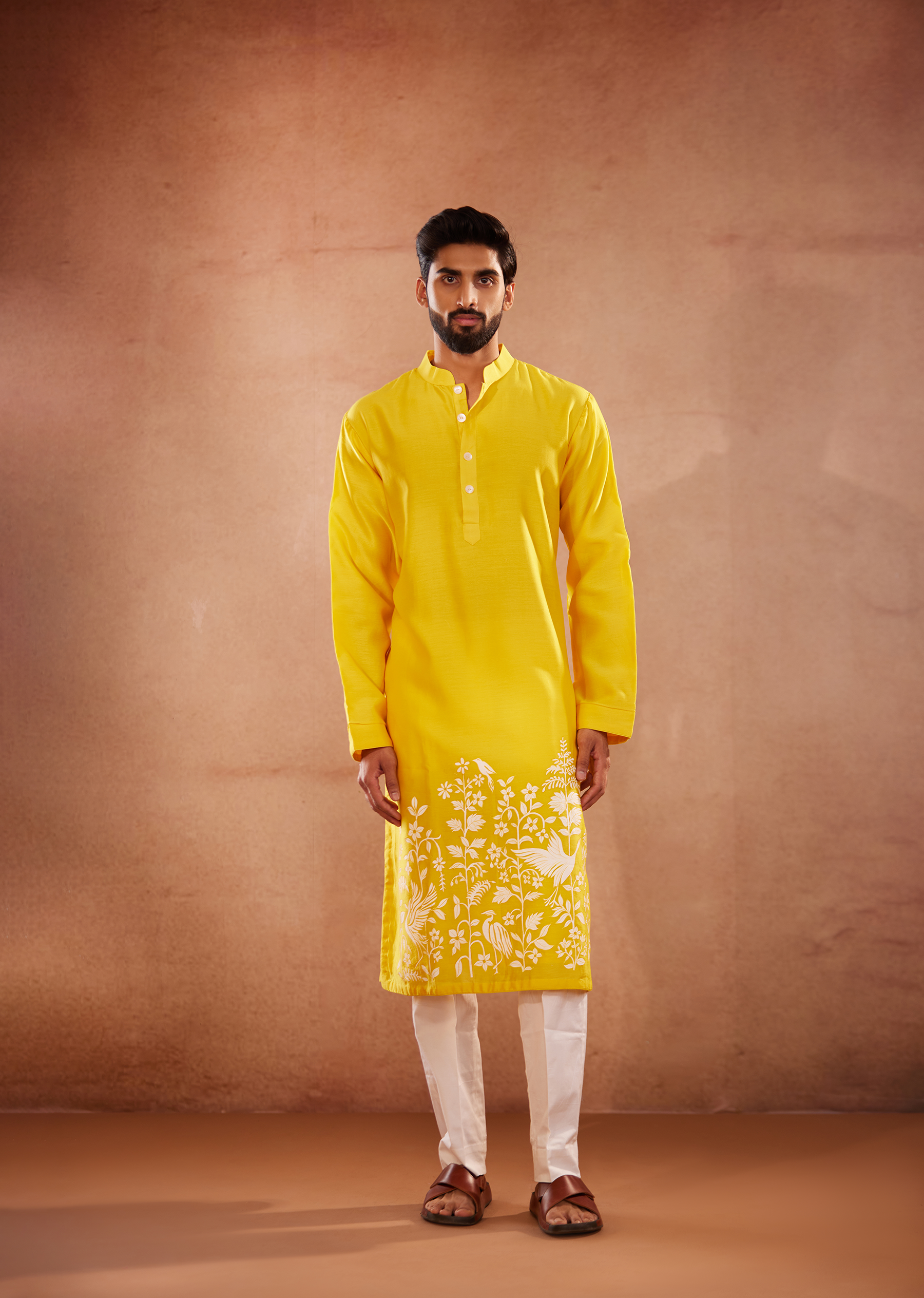 Crane Blossom Haldi Kurta set