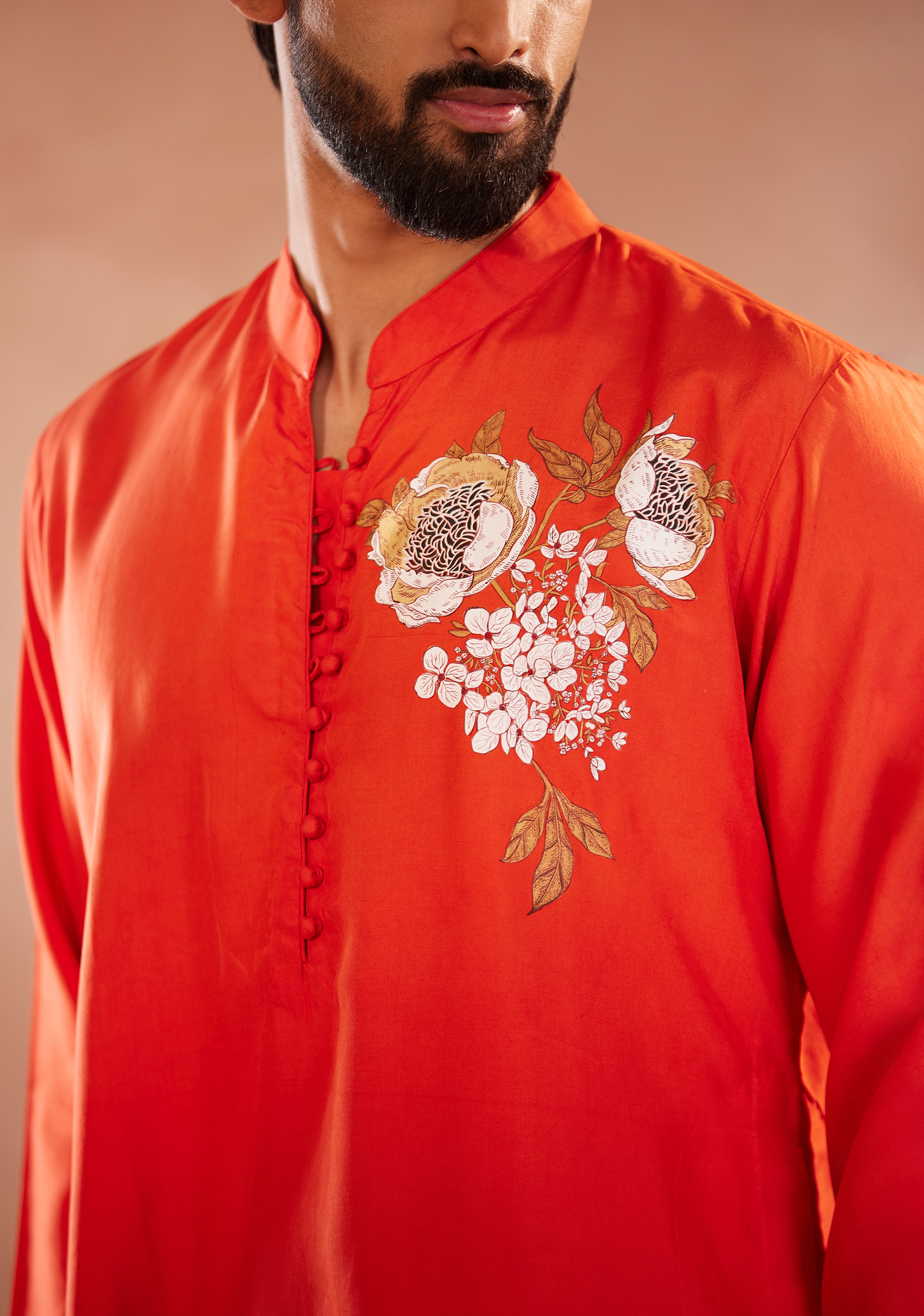 Rustic Bloom Hand-Painted Kurta Set