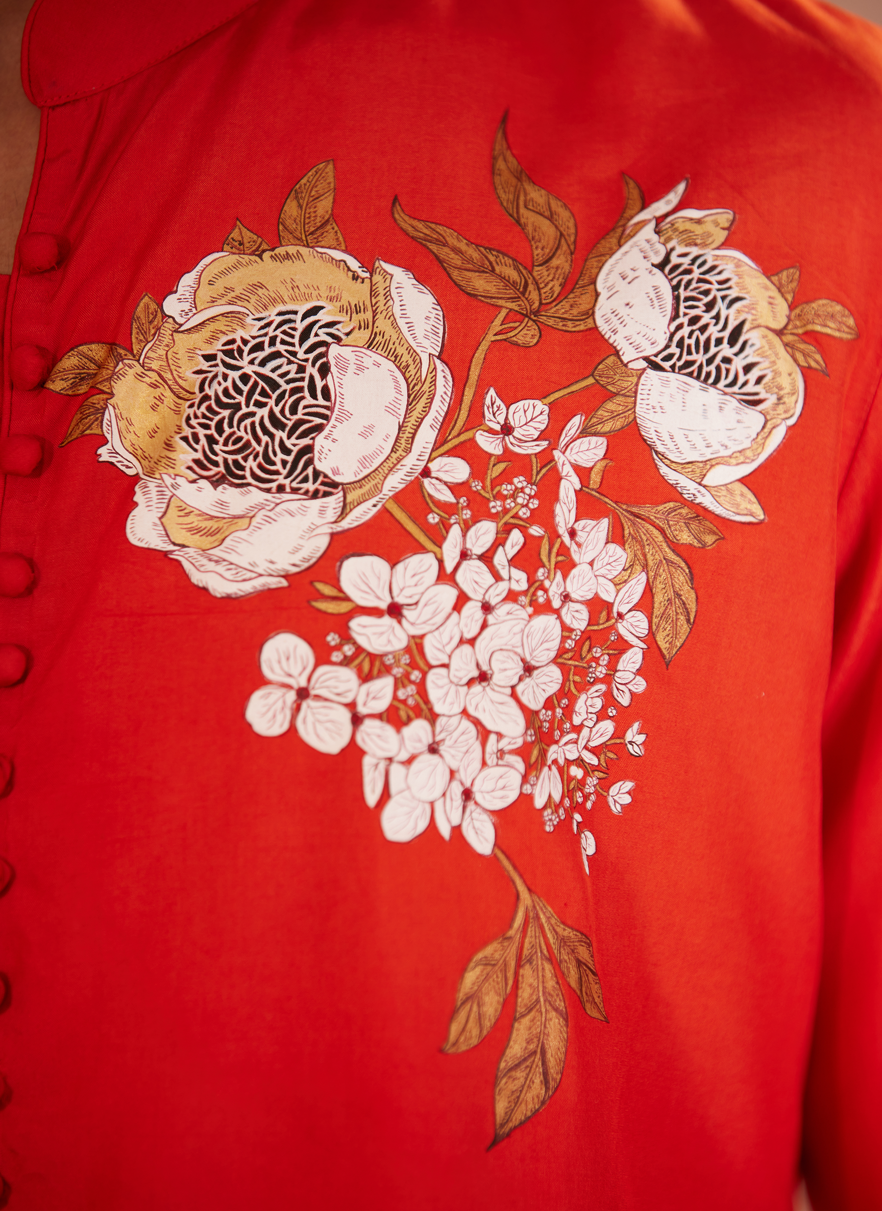 Rustic Bloom Hand-Painted Kurta Set