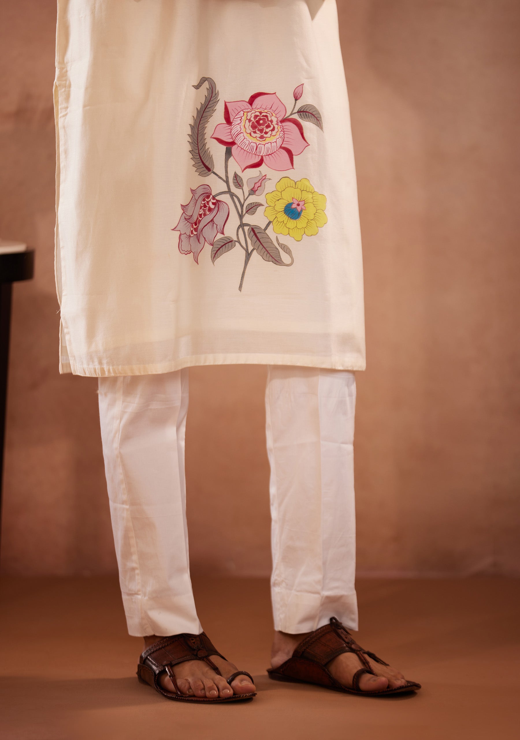 Floral Heritage Hand-Painted Kurta Set