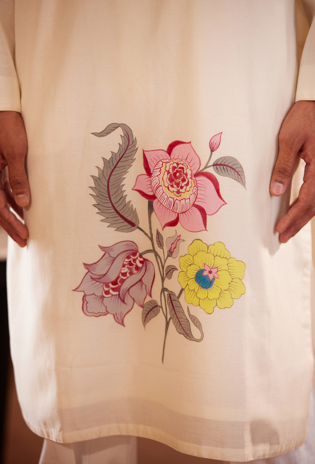 Floral Heritage Hand-Painted Kurta Set