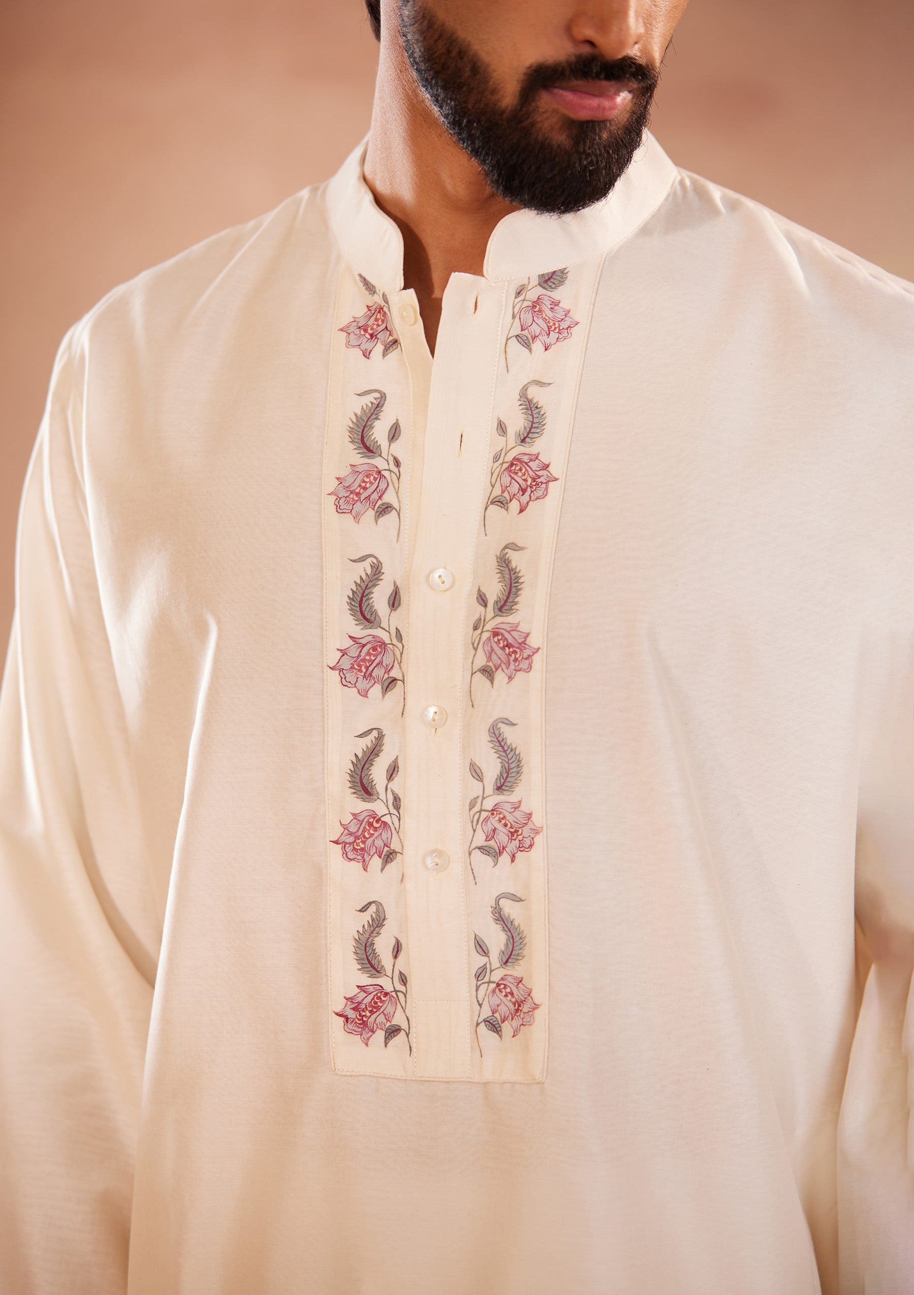 Floral Heritage Hand-Painted Kurta Set