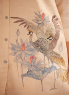 Full Sleeves, Crane Hand Painted, Beige Kurti