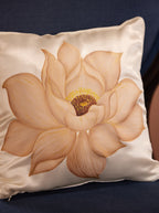 Champagne Lotus Luxury Hand-Painted Cushion Cover