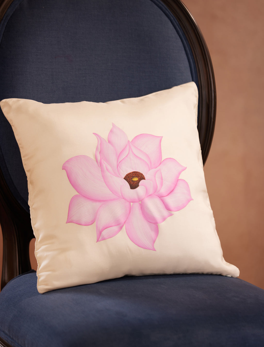Blush Lotus Luxury Hand-Painted Cushion Cover