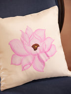 Blush Lotus Luxury Hand-Painted Cushion Cover