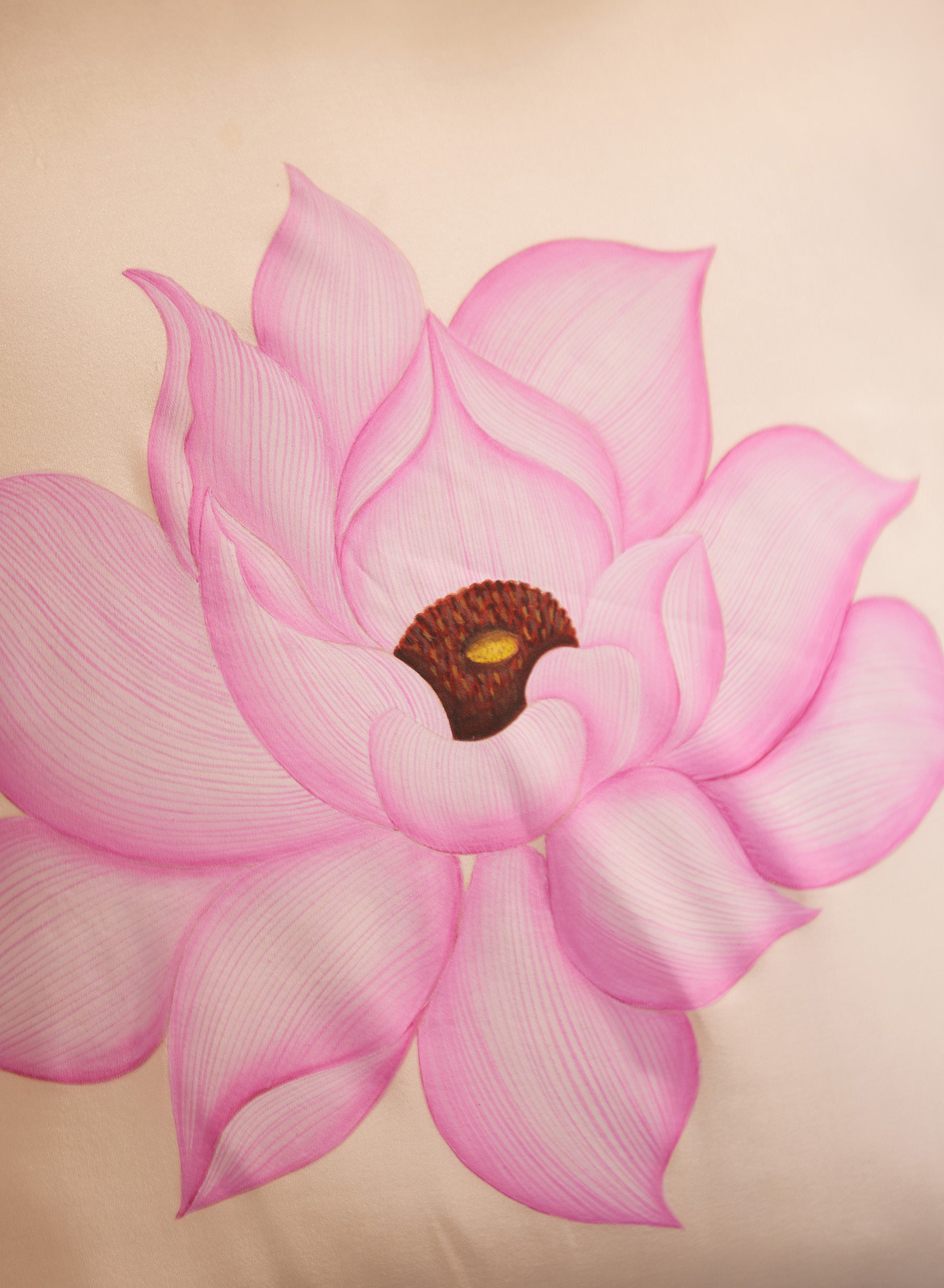 Blush Lotus Luxury Hand-Painted Cushion Cover