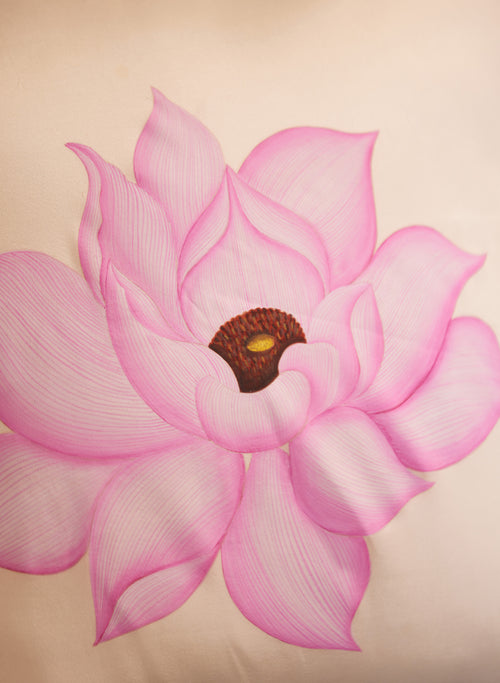 Blush Lotus Luxury Hand-Painted Cushion Cover