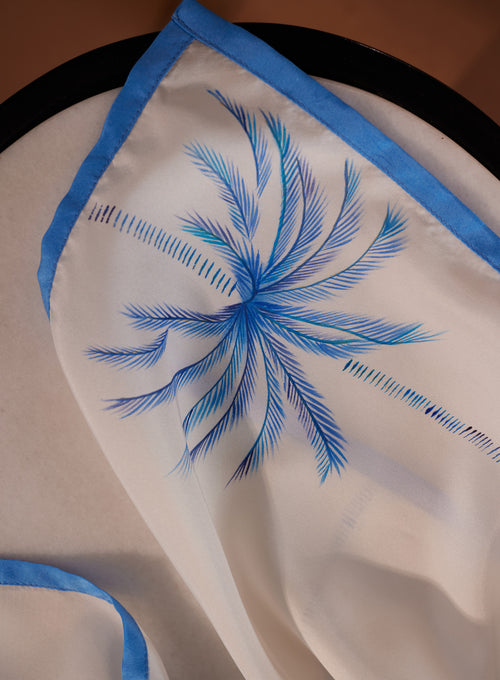 Azure Palm Whisper Blue Scarf
