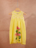 Sunny Petals Dress l Pure linen hand painted dress