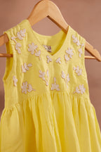 Sunny Petals Dress l Pure linen hand painted dress