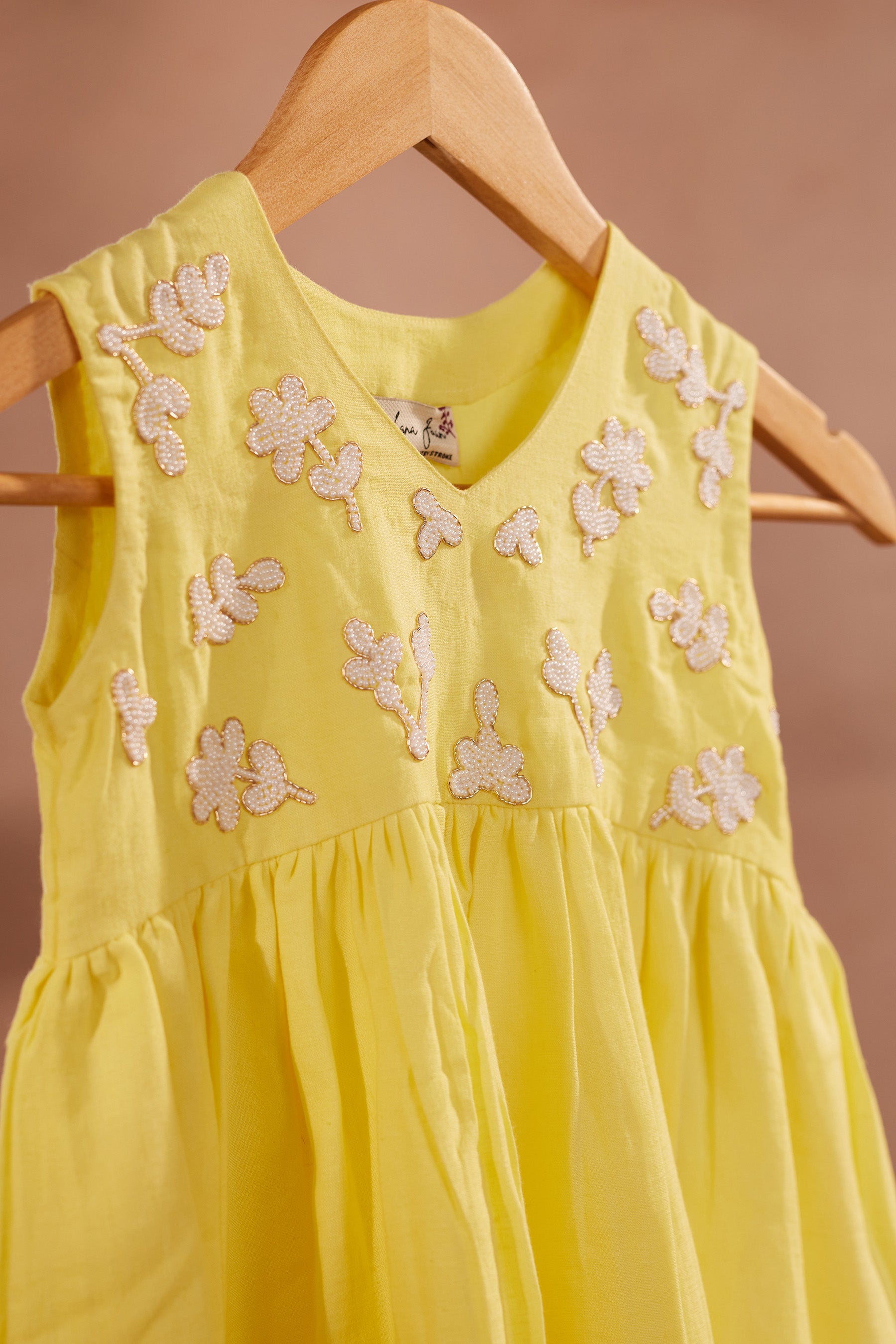 Sunny Petals Dress l Pure linen hand painted dress